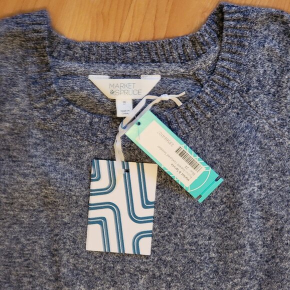 NWT Market & Spruce Ryann Blue Marled Textured Sweater - 2X - Picture 7 of 7